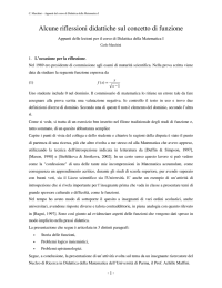 Alcune riflessioni didattiche sul concetto di funzione