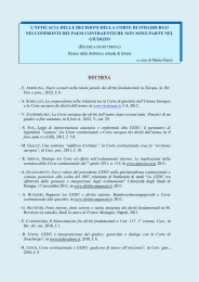 L`efficacia delle decisioni della Corte di Strasburgo nei confronti dei