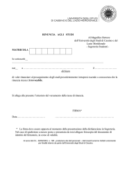 Domanda di Rinuncia agli Studi - Universit&agrave; degli Studi di Cassino