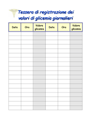Tessera di registrazione dei valori di glicemia giornalieri