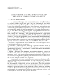 PER IL RILIEVO DELLE SEZIONI ARCHEOLOGICHE 1. Le sezioni