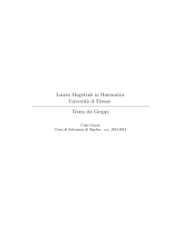 Laurea Magistrale in Matematica Universit`a di Firenze Teoria dei