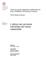 L`utilizzo dei cat bonds nell`ambito del rischio catastrofale