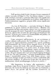 Editoriale - L`etica della psicoanalisi è la praxis della sua teoria.