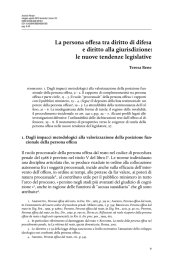 La persona offesa tra diritto di difesa e diritto alla