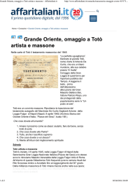 Grande Oriente, omaggio a Tot&ograve; artista e massone