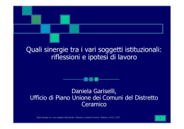 Quali sinergie tra i vari soggetti istituzionali: riflessioni e ipotesi di