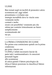 ULISSE Ben tornati negli invincibili di pronostici calcio