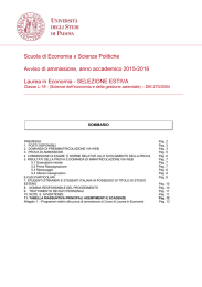 Scuola di Economia e Scienze Politiche Avviso di ammissione, anno