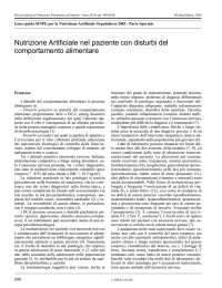 Nutrizione Artificiale nel paziente con disturbi del