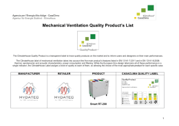 Elenco dei prodotti di ventilazione meccanica