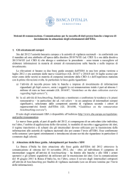 Comunicazione per la raccolta di dati presso banche