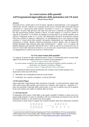 La conservazione della quantità nell`insegnamento/apprendimento