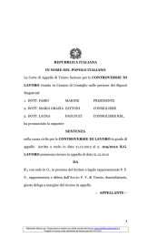 Sentenza della Corte d`Appello di Trento del 13 giugno 2013