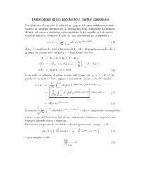 Dispersione di un pacchetto a profilo gaussiano