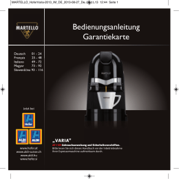 Bedienungsanleitung Garantiekarte