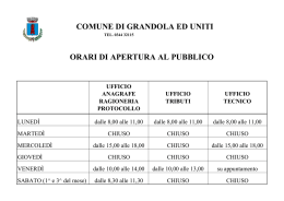 cartello orari uffici - Comune di Grandola ed Uniti