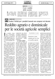 Reddito agrario e dominicale per le società agricole semplici