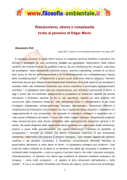 Riduzionismo, olismo e complessità. Invito al pensiero di Edgar Morin.