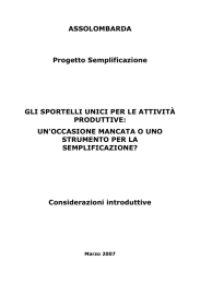 ASSOLOMBARDA Progetto Semplificazione GLI SPORTELLI UNICI