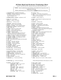 All-State Orchestra Terminology Sheet