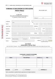 DOMANDA DI DISCUSSIONE ED ESECUZIONE PROVA FINALE