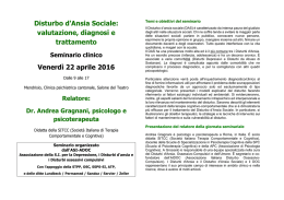 Disturbo d`Ansia Sociale: valutazione, diagnosi e trattamento