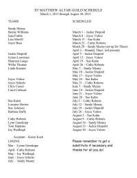 ST MATTHEW ALTAR GUILD SCHEDULE