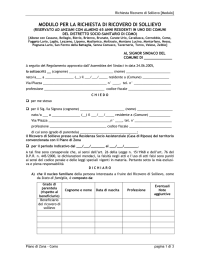 MODULO PER LA RICHIESTA DI RICOVERO DI SOLLIEVO