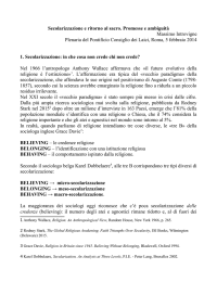 Secolarizzazione e ritorno al sacro. Promesse e ambiguità Massimo