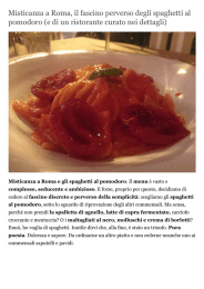 Misticanza a Roma, il fascino perverso degli spaghetti al pomodoro