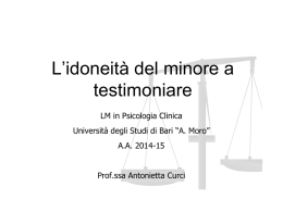 L`idoneità del minore a testimoniare