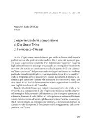 L`esperienza della compassione di Dio Uno e Trino di Francesco d