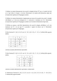 1) Definire un automa deterministico che accetti le stringhe del tipo