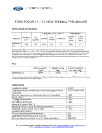 FORD FOCUS RS – SCHEDA TECNICA PRELIMINARE