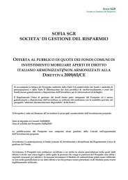 sofia sgr societa` di gestione del risparmio offerta al pubblico di