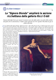 LA `SIGNORA BIONDA` AMPLIERA` LA SEZIONE