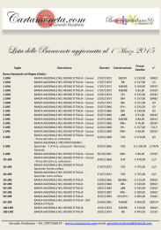 Lista delle Banconote aggiornata al 1°Marzo 2015