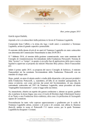 Bari, primo giugno 2015 Gentile signor Barlabà, rispondo a lei e ai