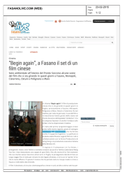 “Begin again”, a Fasano il set di un lm cinese