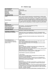 CV &ndash; Federico Lega - Universit&agrave; Bocconi