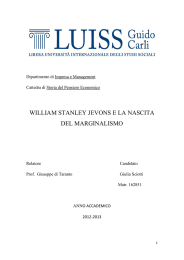 WILLIAM STANLEY JEVONS E LA NASCITA DEL MARGINALISMO