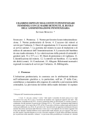 I bambini di età inferiore ai tre anni ospitati negli istitui penitenziari