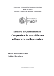 Difficoltà di Apprendimento e Comprensione del testo