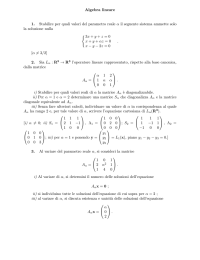 Algebra lineare 1. Stabilire per quali valori del parametro reale α il