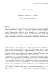 LA RELAZIONALITÀ DELLA FESTA: PIETAS, DONO, GRATITUDINE