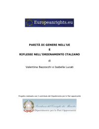 parità di genere nell`ue e riflessi nell`ordinamento italiano