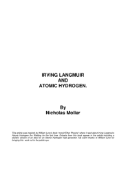 IRVING LANGMUIR AND ATOMIC HYDROGEN. By Nicholas Moller