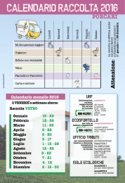 CALENDARIO RACCOLTA 2016