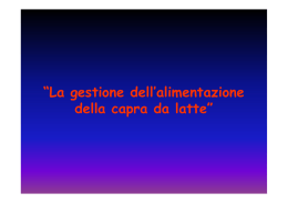 La gestione dell`alimentazione della capra da latte